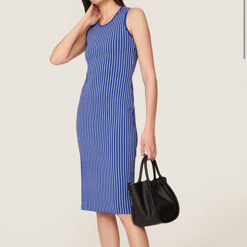 Jason Wu Collection Striped Midi Knit Blue Dress